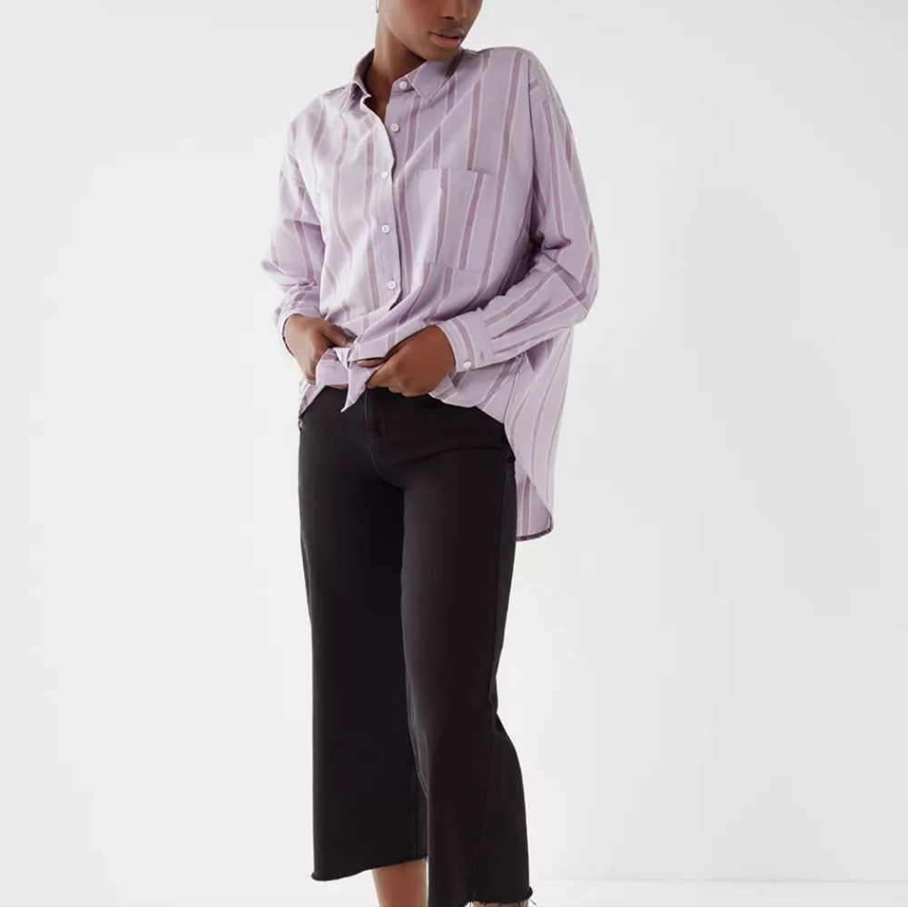 Urban Outfitters Lavender Percy Oversized Stripes Button-Down Shirt Size Medium